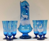 Antique Mary Gregory 7 Piece Painted Water Set