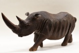 Vintage Carved Wood & Iron Rhino