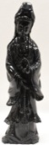 Vintage Kuan Yin Black Jade Statue