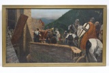 Alex Warat Medieval Castle Scene Oil On Canvas