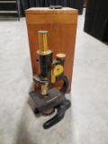 Antique Bausch & Lomb Microscope In Carry Case
