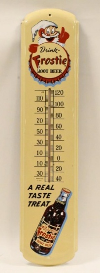 Tin Drink Frostie Root Beer Thermometer Sign