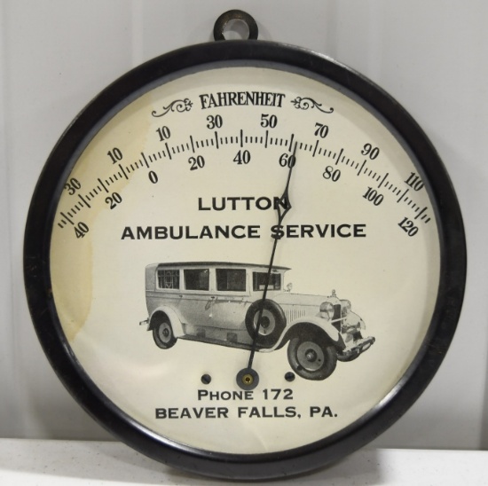 Vintage Lutton Ambulance Service Adv Thermometer