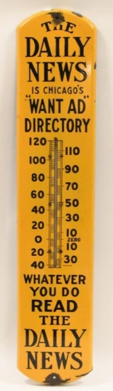 Original Porcelain Chicago Daily News Thermometer