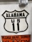 Vintage Embossed SST Alabama Route 11 Shield Sign