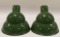 Lot Of 2 Vintage Green Porcelain Lamp Shades
