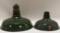 Lot Of 2 Vintage Green Porcelain Lamp Shades