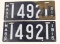 1915 Massachusetts Porcelain License Plate Set