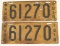 1916 Massachusetts Porcelain License Plate Set