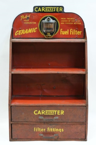 Vintage Carter Carbureter Store Display Cabinet