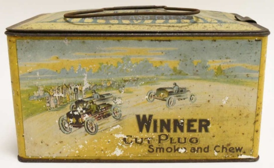 Vintage Tin Litho Winner Cut Plug Tobacco Tin