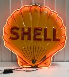 Large SSP Shell Oil Clamshell Neon Adv Sign