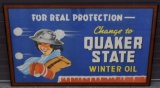 Large Vintage Quaker State Oil Advertising Banner