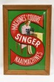 Framed SSP Belgium Singer Sewing Machine Adv Sign