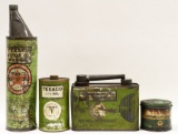 Collection Of 4 Early Texaco Oil Cans
