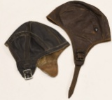 Lot Of 2 Early Leather Motorcycle Helmets