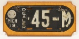 1919 Michigan Dealer Manufacturers License Plate