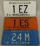 Lot Of Three Wisconsin Manufacturer License Plates