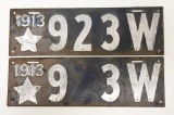 1913 Wisconsin 3 Digit Dealer License Plate Set