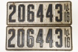 1916 Illinois 6-Digit License Plate Set