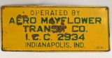 Vintage Aero Mayflower Transit Co. Plate