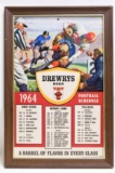 1964 Drewerys Beer Football Advertising Sign