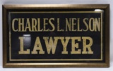 Early Reverse Painted Lawyer Advertising Sign