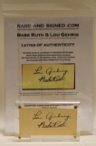 Babe Ruth & Lou Gehrig Cut Signature w/ COA