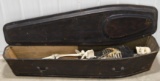 Antique Wooden Coffin With Paper Mache Skeleton