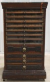 Early Mercantile Wood Spool Cabinet