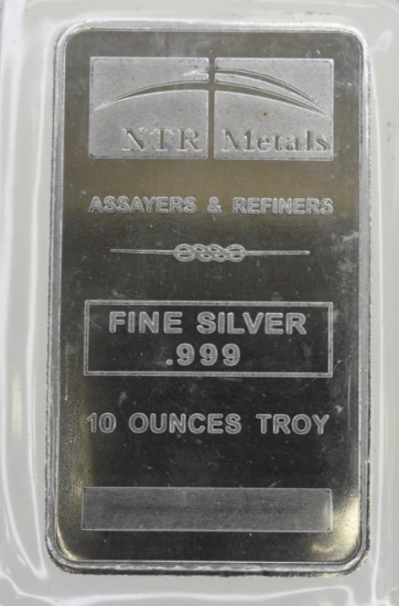 NTR Metals 10 Troy Ounce .999 Fine Silver Bar