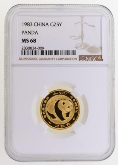 1983 China 25 Yen Panda Gold Coin NGC MS 68