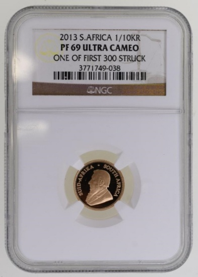 2013 1/10 Krugerrand Gold Coin NGC PF 69 Ultra Cam