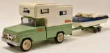 Tonka Cabover Camper Truck w/ Boat and Trailer