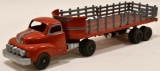 Hubley Kiddie Toy Semi Truck and Stake Trailer