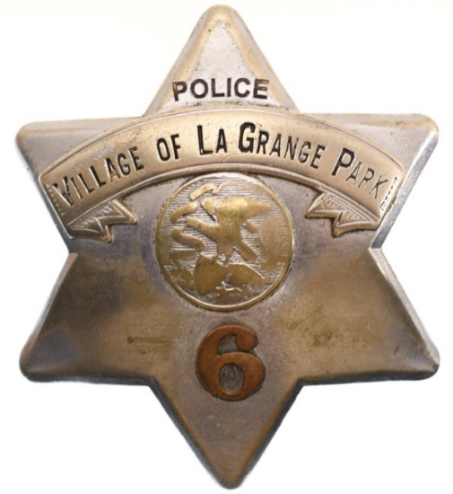 Obsolete La Grange Park Police Pie Plate Badge