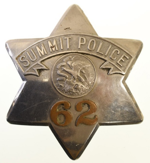 Obsolete Summit ILL Police Pie Plate Badge