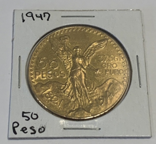 1947 50 Peso Mexican Gold Coin