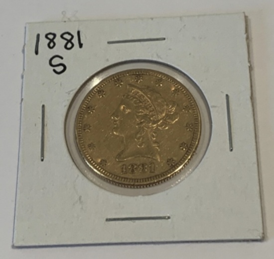 1881-S Liberty Head $10 Gold Eagle Coin