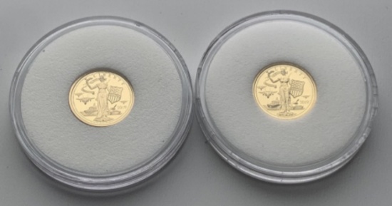 2- 2019 Cook Island $5 1/10 oz .24 Pure Gold Coin