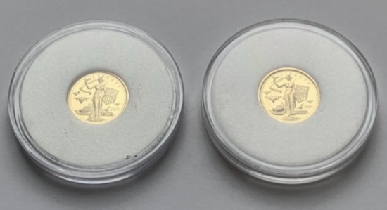 2- 2019 Cook Island $5 1/10 oz .24 Pure Gold Coin