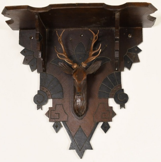 Vintage Black Forest Style Deer Head Shelf