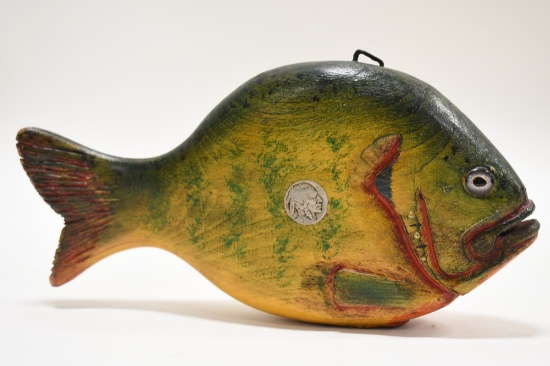 Carved Folk Art Fish Decoy By Duluth Fish Decoys