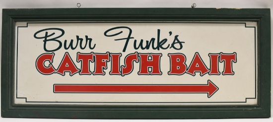 Two Sided Burr Funk's Catfish Bate Adv Trade Sign
