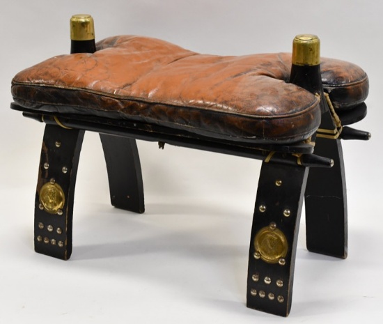Vintage Camel Saddle With Leather Coushin