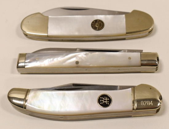 (3) Mother Of Pearl Handled Folding Knives