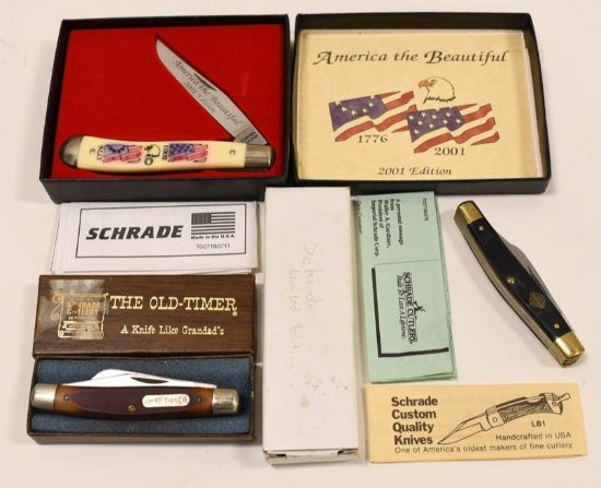 (3) Schrade Folding Knives w/ Boxes