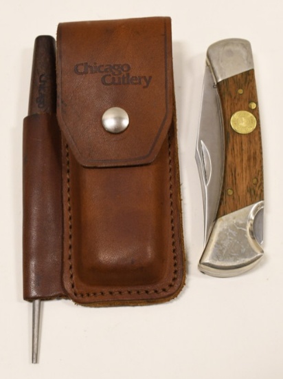 Vintage Chicago Cutlery L36 Folding Knife w Sheath