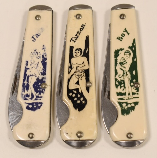 3 Vintage Novelty Knife Co. Tarzan Folding Knives