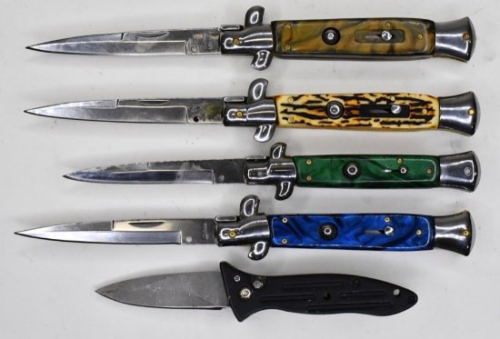 Lot Of 5 Switchblade Folding Knives
